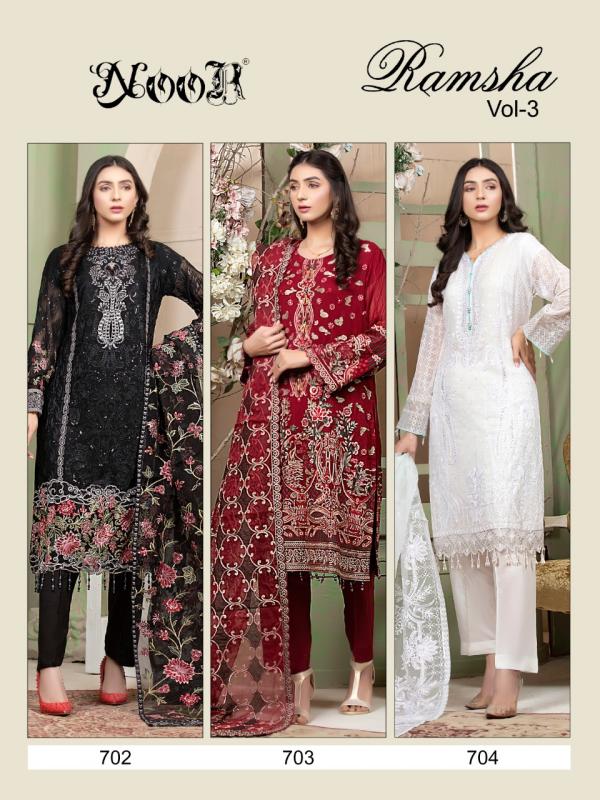 Noor Ramsha 3 Georgette Designer Embroidery Pakistani Salwar 